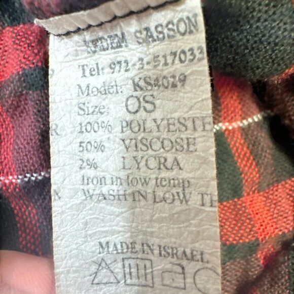 Kedem Sasson Top One Size Red Plaid Pockets Oversized Art to Wear - Picture 14 of 15